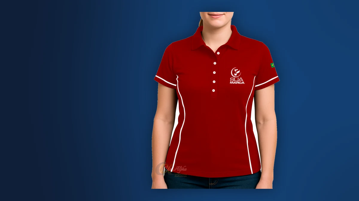 Camisa polo feminina personalizada com bordado no peito para uniforme de equipe